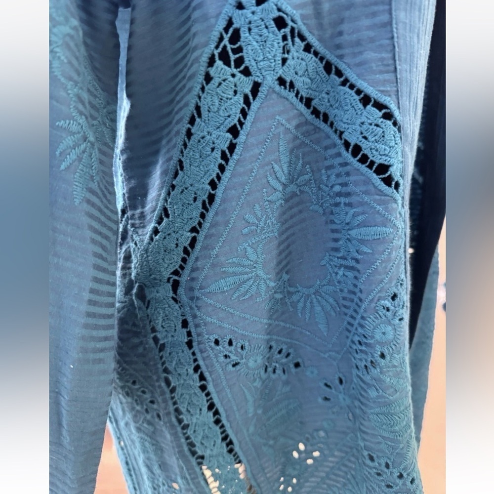 Soft Surroundings Top Nightingale Sz S Blue Beach Swim Cover Boho Vacation - Picture 7 of 10